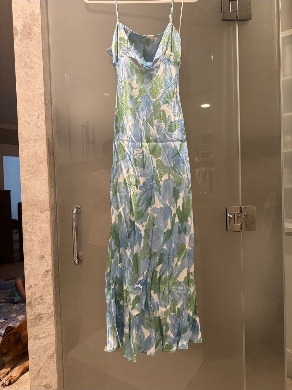 Astr the label Slip Maxi Dress in Blue and Green Floral